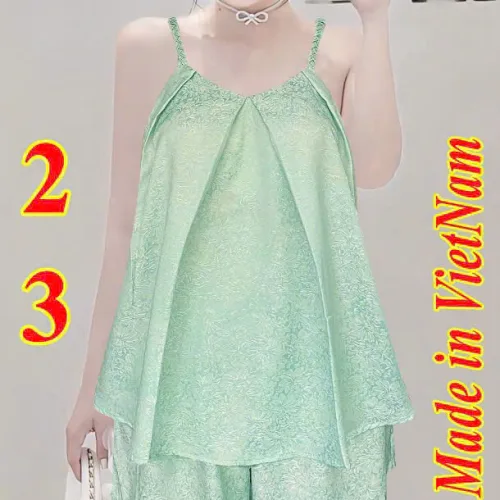 Đồ bộ nữ 2 dây sát nách vải gấm quần đùi HK 0036