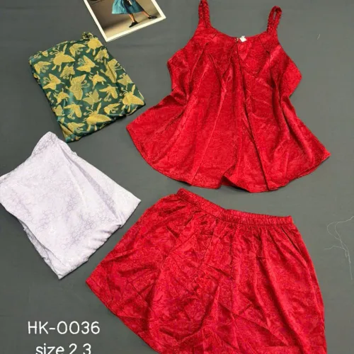 Đồ bộ nữ 2 dây sát nách vải gấm quần đùi HK0036