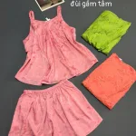 Đồ bộ nữ 2 dây sát nách vải gấm quần đùi HK0036