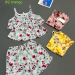 Đồ bộ nữ 2 dây vải mango quần đùi hoa HK-8083