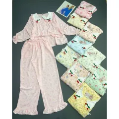 Đồ Bộ Nữ Áo Cổ Sen Tay Dài Quần Dài Họa Tiết Gấu Đáng Yêu Vải Cotton Hàn Mịn Mát Size 45-62kg