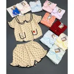 Đồ Bộ Nữ Áo Cổ Sen Tay Ngắn Quần Đùi Họa Tiết Chấm Bi Vải Cotton Hàn Mịn Mát Size 45-62kg