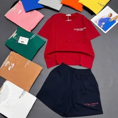 Đồ Bộ Nữ Áo Cổ Tròn Tay Ngắn Quần Đùi Vải Cotton Mịn Mát Size 45-62kg