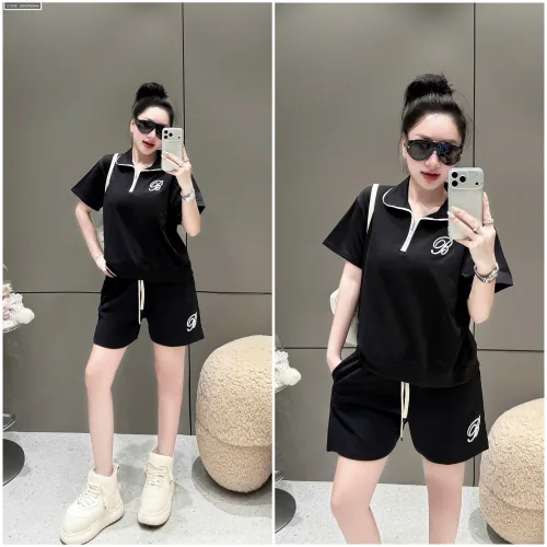Đồ bộ nữ cổ bẻ quần đùi tay ngắn thun da cá