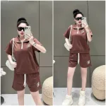 Đồ bộ nữ cổ bẻ quần đùi tay ngắn thun da cá