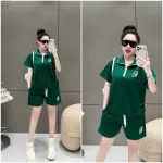 Đồ bộ nữ cổ bẻ quần đùi tay ngắn thun da cá