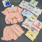 Đồ bộ nữ cổ sen quần đùi vải cotton hàn không giãn QV-95026
