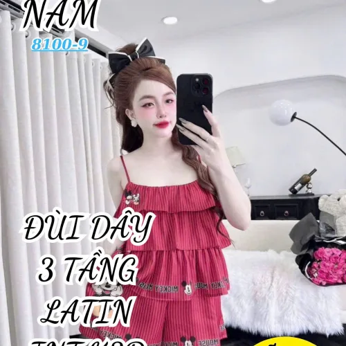 Đồ bộ nữ đùi dây latin 3 tầng BN-81009