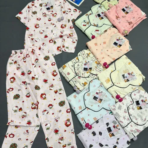 Đồ bộ nữ pijama chất cotton hàn không giãn