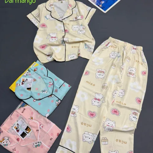 Đồ bộ nữ pijama tay ngắn quần dài vải mango MT-05768