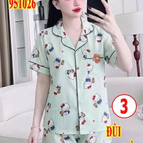 Đồ bộ nữ pijama tay ngắn quần đùi vải cotton hàn MT-951026