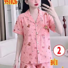 Đồ bộ nữ pijama tay ngắn quần đùi vải cotton hàn MT-951026
