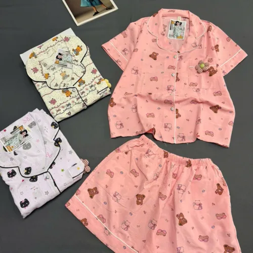 Đồ bộ nữ pijama tay ngắn quần đùi vải cotton hàn MT-951026