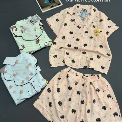 Đồ bộ nữ pijama tay ngắn quần đùi vải cotton hàn MT-951026