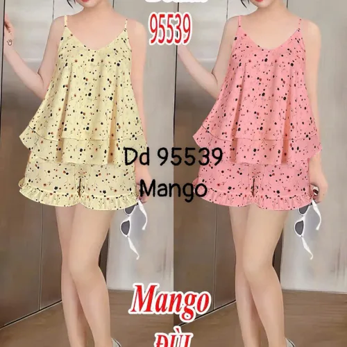 Đồ bộ nữ sát nách 2 dây quần đùi chất mango Dd 95539