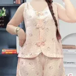 Đồ bộ nữ sát nách quần đùi chất cotton hàn không giãn HT-75235
