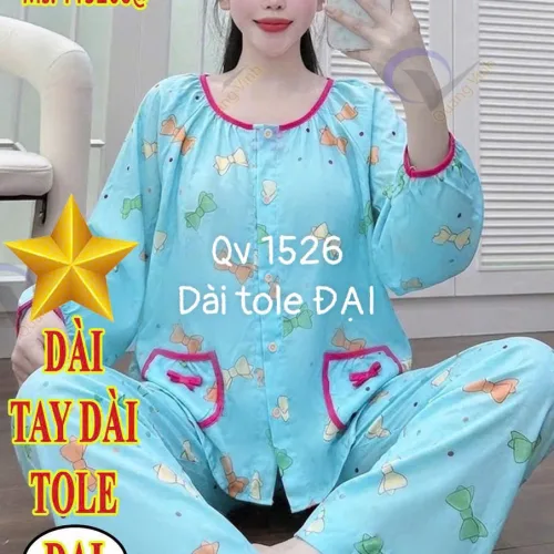 Đồ bộ nữ tay dài quần dài tole đại Qv 1526