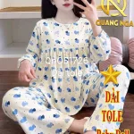 Đồ Bộ nữ tay lỡ mặt nhà quần dài ống suông Qn051726