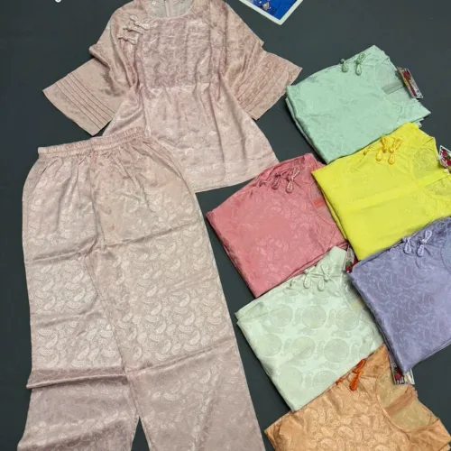 Đồ bộ nữ tay lỡ quần dài gấm 2 da