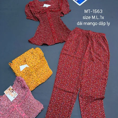 Đồ bộ nữ tay ngắn quần dài áo dập ly MT-1563