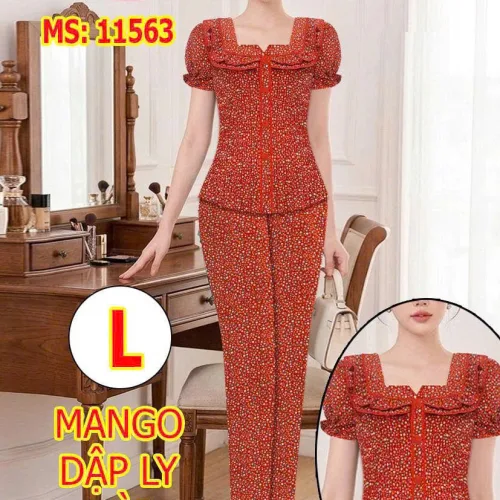 Đồ bộ nữ tay ngắn quần dài áo dập ly MT-1563