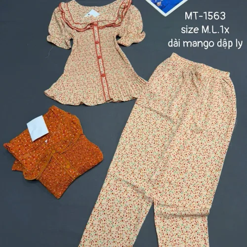 Đồ bộ nữ tay ngắn quần dài áo dập ly MT-1563