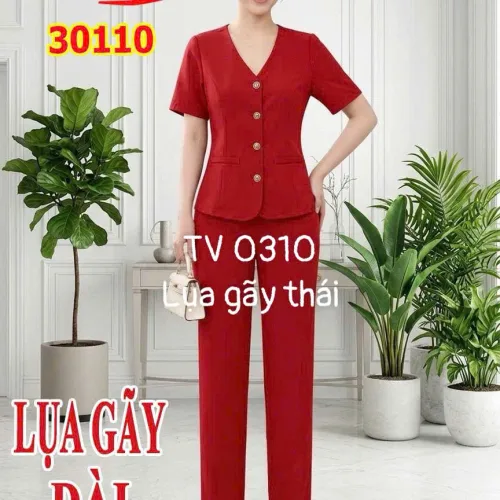 Đồ bộ nữ tay ngắn quần dài cổ tim TV 0310
