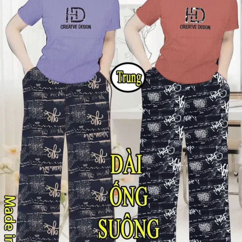 Đồ bộ nữ tay ngắn quần dài suông KH-05411