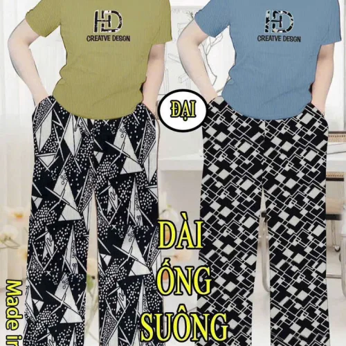 Đồ bộ nữ tay ngắn quần dài suông KH-05411