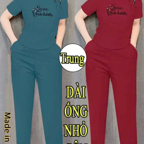 Đồ bộ nữ tay ngắn quần dài thun thun gân KH1054