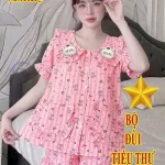 Đồ bộ nữ tay ngắn quần đùi chất cotton hàng không co giãn QV-95026