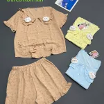 Đồ bộ nữ tay ngắn quần đùi chất cotton hàng không co giãn QV-95026