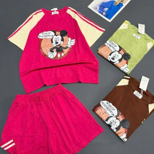 Đồ bộ nữ tay ngắn quần đùi in hình chất cotton xịn YM-1526