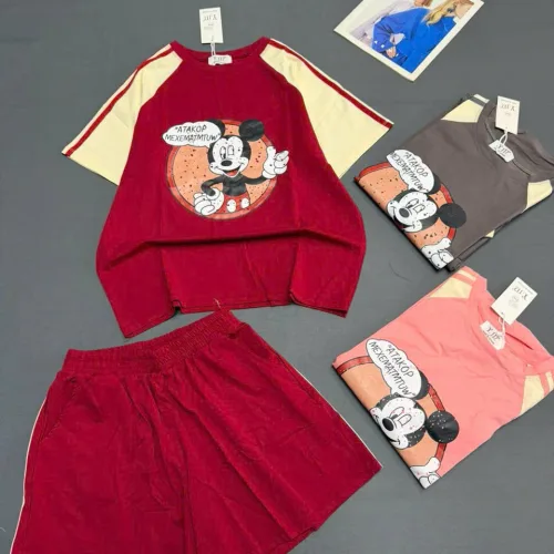 Đồ bộ nữ tay ngắn quần đùi in hình chất cotton xịn YM-1526