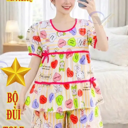 Đồ bộ nữ tay ngắn quần đùi vải tole QV-90206