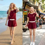 Đồ bộ nữ thể thao quần đùi thêu ngựa