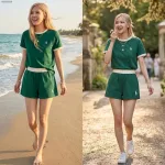 Đồ bộ nữ thể thao quần đùi thêu ngựa