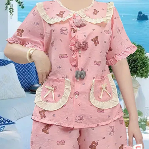Đồ bộ nữ tiểu thư cổ bèo quần đùi HT 0229