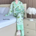 Đồ Bộ Pijama Nữ - Đồ Bộ Tay Dài Quần Dài Họa Tiết Đơn Giản Mặc Mát Thoải Mái Big Size 50–80kg