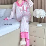Đồ Bộ Pijama Nữ - Đồ Bộ Tay Dài Quần Dài Họa Tiết Đơn Giản Mặc Mát Thoải Mái Big Size 50–80kg