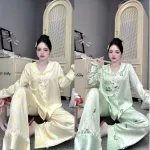 Đồ Bộ Pijama Nữ - Đồ Bộ Tay Dài Quần Dài Viền Bèo Họa Tiết Nhí Size 40-65kg