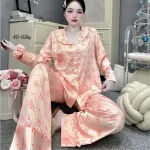 Đồ Bộ Pijama Nữ - Đồ Bộ Tay Dài Quần Dài Viền Bèo Họa Tiết Nhí Size 40-65kg