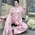 Đồ Bộ Pijama Nữ - Đồ Bộ Tay Dài Quần Dài Viền Bèo Họa Tiết Nhí Size 40-65kg