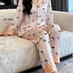 Đồ Bộ Pijama Nữ - Đồ Bộ Tay Dài Quần Dài Viền Ren Họa Tiết Size Thường 40-60kg
