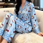 Đồ Bộ Pijama Nữ - Đồ Bộ Tay Dài Quần Dài Viền Ren Họa Tiết Size Thường 40-60kg