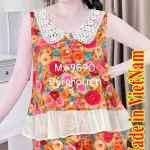 Đồ bộ sát nách quần đùi mango phối von