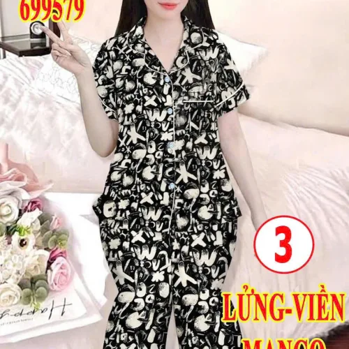 Đồ bộ tay ngắn quần đùi áo phối viền MT 9579