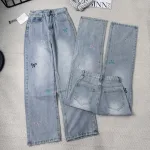 Quần Jeans Cotton Nữ Ống Suông Vải Dày Mềm Không Co Giãn Tôn Dáng