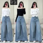 Quần Jeans Nữ Suông Loe Xanh Mẫu Kiểu - Quần Ống Rộng Vải Đẹp Dày Mềm Không Co Giãn