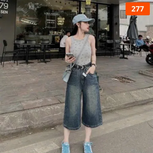 Quần Jeans Nữ Thụng - Quầng Thụng Nữ - Váy Jean Nữ Thêu Chanel Vải Đẹp Dày Mềm Không Co Giãn